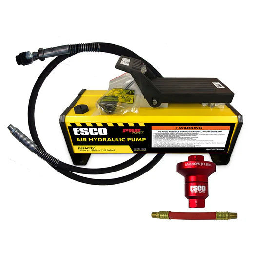 ESCO PRO SERIES 1/2 GALLON AIR HYDRAULIC PUMP WITH HYDRAULIC HOSE, COUPLER & AIR REDUCER
