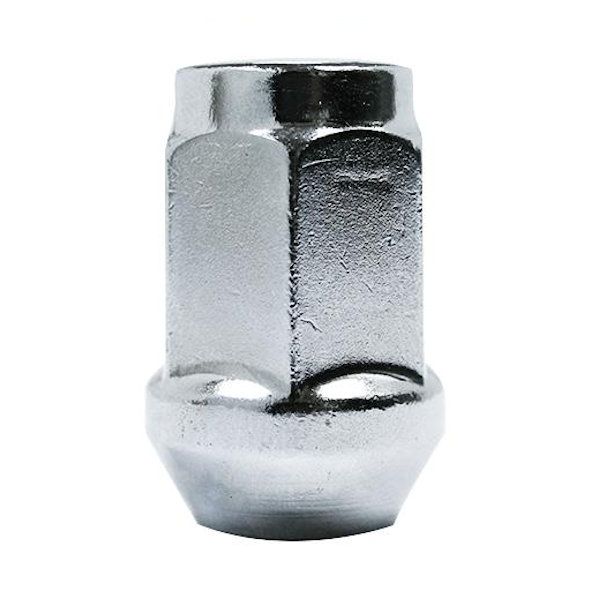 CLOSE END BULGE SEAT CHROME NUT - M14 X 2.00 - 21MM HEX 35MM LENGTH