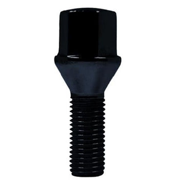 60° CONE SEAT BLACK LUG BOLT - M14 X 1.50 - 17MM HEX 28MM LENGTH