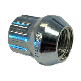 7 SPLINE OPEN END BULGE SEAT CHROME NUT- M14 X 2.00 21MM LENGTH - 0