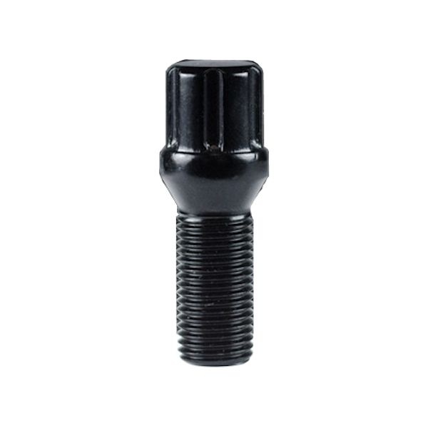 BLACK 6 SPLINE CONE SEAT LUG BOLT - M14 X 1.50 - 39MM LENGTH