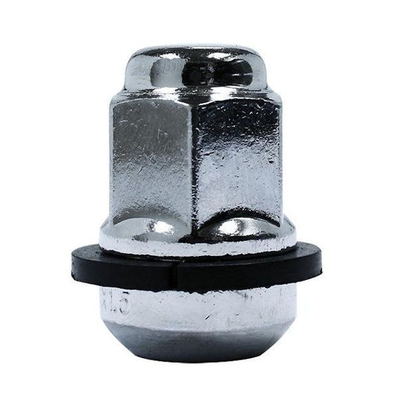 CLOSED END BALL SEAT CHROME NUT WITH WASHER - M12 X 1.50 - 19MM HEX 35MM LENGTH