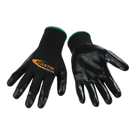 CANTIN GLOVES WITH BLACK POLYESTER LINING AND NITRILE PALM - LARGE