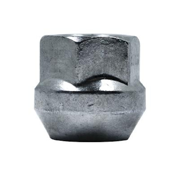 OPEN END BULGE SEAT CHROME NUT -  M14 X 1.5 - 21 MM HEX 21MM LENGTH