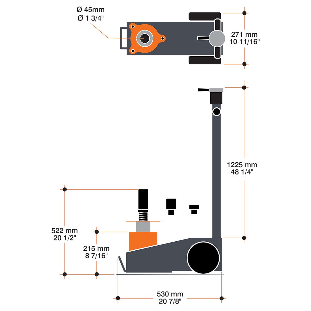 22 TON PROFESSIONAL PNEUMATIC / HYDRAULIC ROLLER JACK - 0
