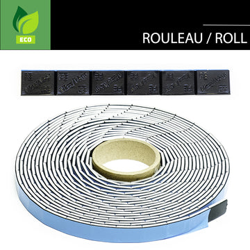 CANTIN LOW PROFILE BLACK ADHESIVE WHEEL WEIGHT ROLL 1/2 OZ X 360 PCS W/ BLACK ADHESIVE AND 2MM PULL TAG