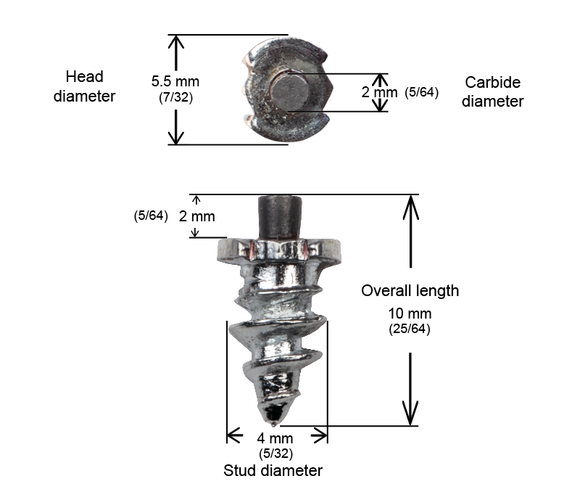 SHOULDERED STUDS 6MM - 150/BOX