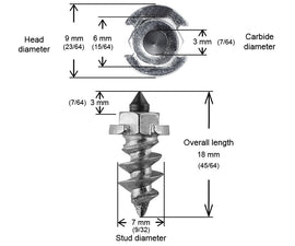 SHOULDERED STUDS 15MM R - 200/BOX