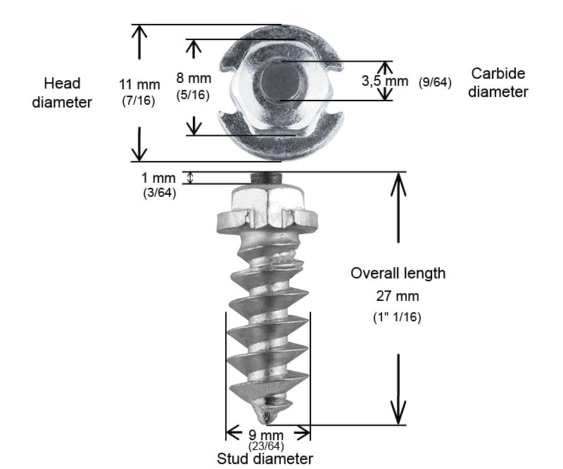 SHOULDERED STUDS 25MM - 1000/BOX