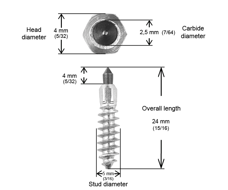 SCREW STUDS 24MM R - 150/BOX