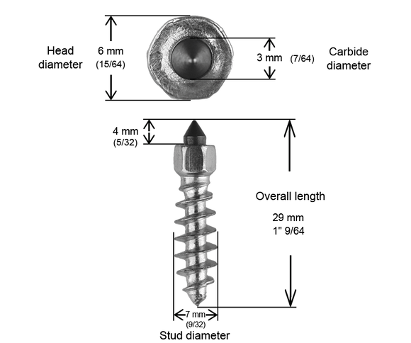 SCREW STUDS 25MM R - 1,000/BOX