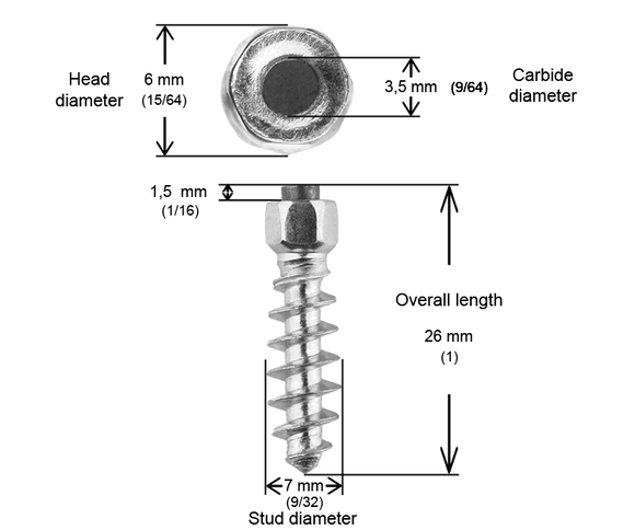 SCREW STUDS 25MM - 100/BOX