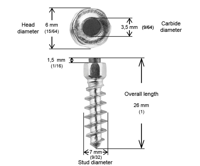 SCREW STUDS 25MM - 100/BOX