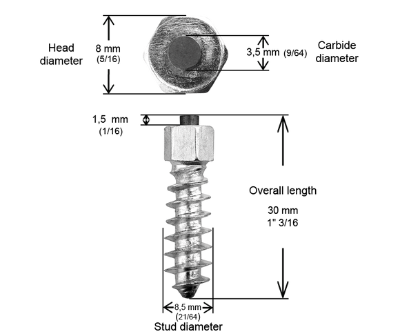 SCREW STUDS 30MM - 100/BOX