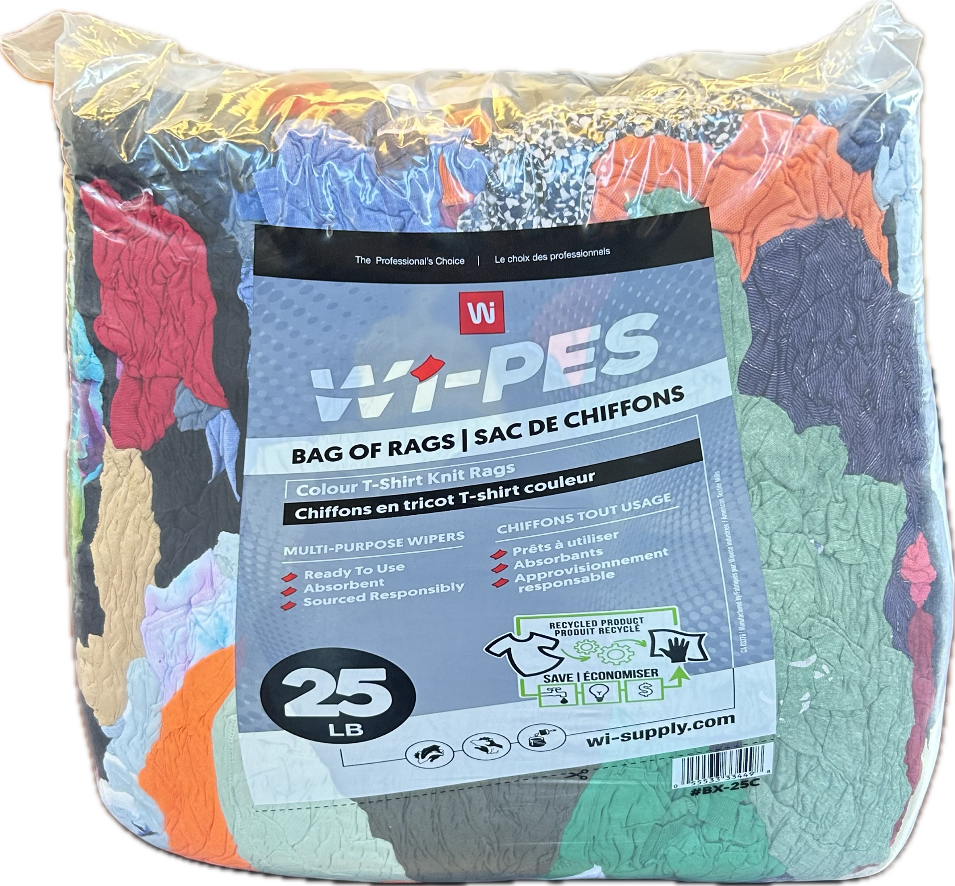 RECYCLED COTTON RAGS - 25 LBS/BAG - 0