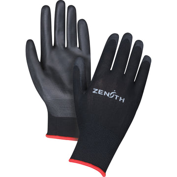GLOVES WITH BLACK POLYESTER SHELL AND NITRILE PALM - SMALL