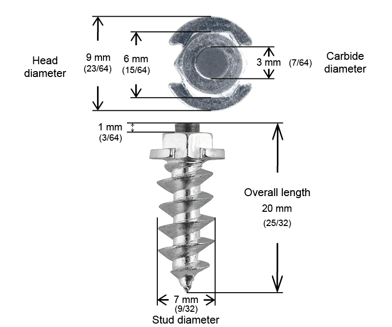 SHOULDERED STUDS 18MM - 100/BOX