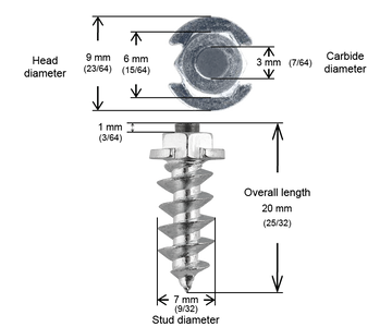 SHOULDERED STUDS 18MM - 1000/BOX