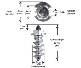 SHOULDERED STUDS 18MM R - 100/BOX