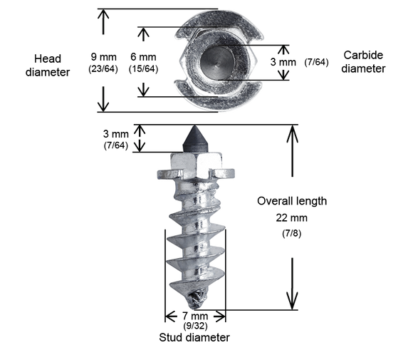 SHOULDERED STUDS 18MM R - 100/BOX