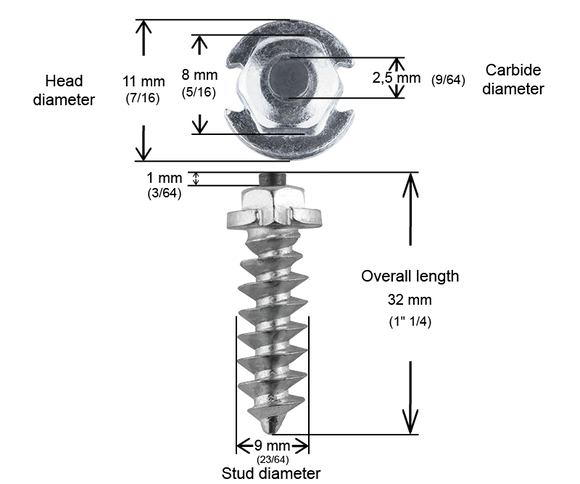 SS-30 SHOULDERED IGRIP TIRE STUDS