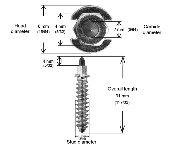 SHOULDER STUDS 32MM R - 100 / BOX