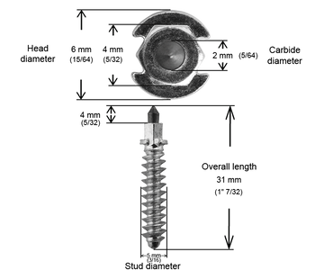 SHOULDER STUDS 32MM R - 250 / BOX